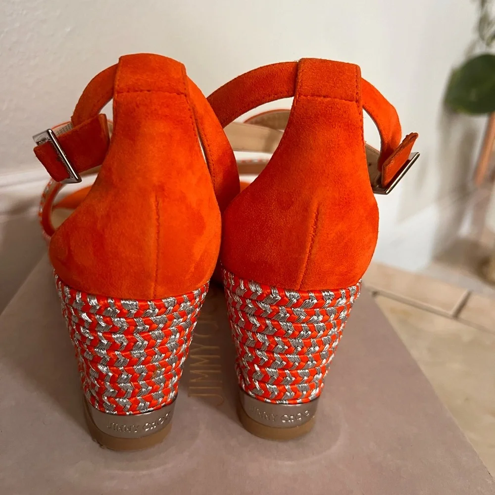 Jimmy Choo Silver and Orange suede Espadrilles/Wedges - Picture 4 of 10